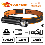 SUPERFIRE TH04 έξυπνος οικονομικός επαναφορτιζόμενος φακός κεφαλιού και χειρός